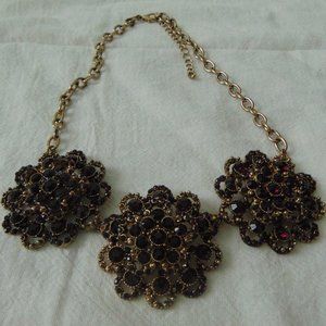 deep garnet/wine crystal flowers sparkling necklace